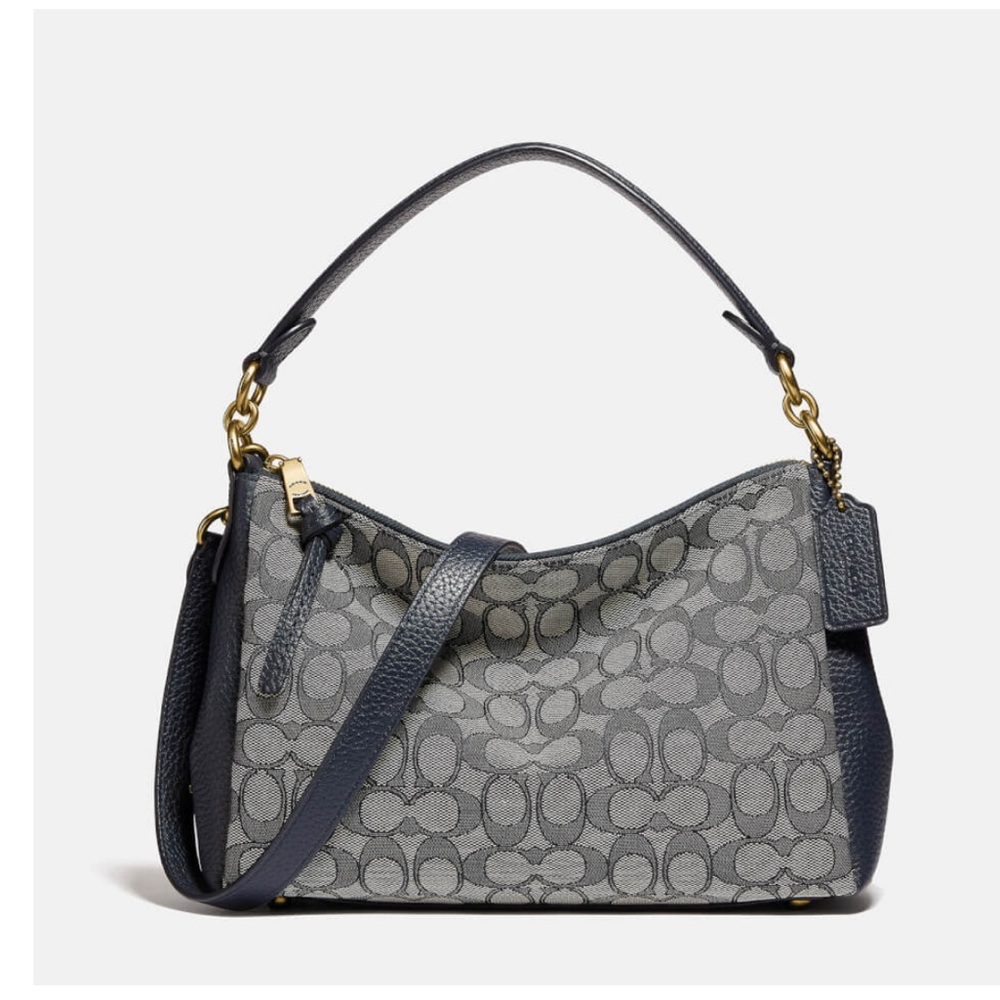 Coach Navy Signature Jacquard Shay Crossbody Bag